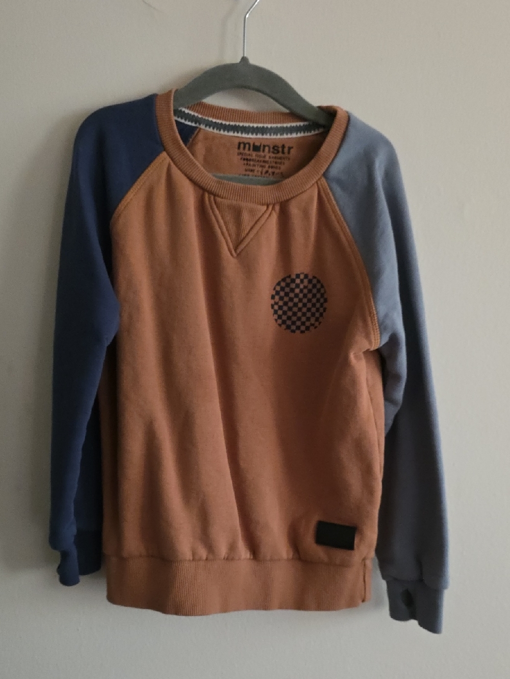 Munster Size 5 Colorblock Crewneck Sweater - Brown & Blue Sweatshirt